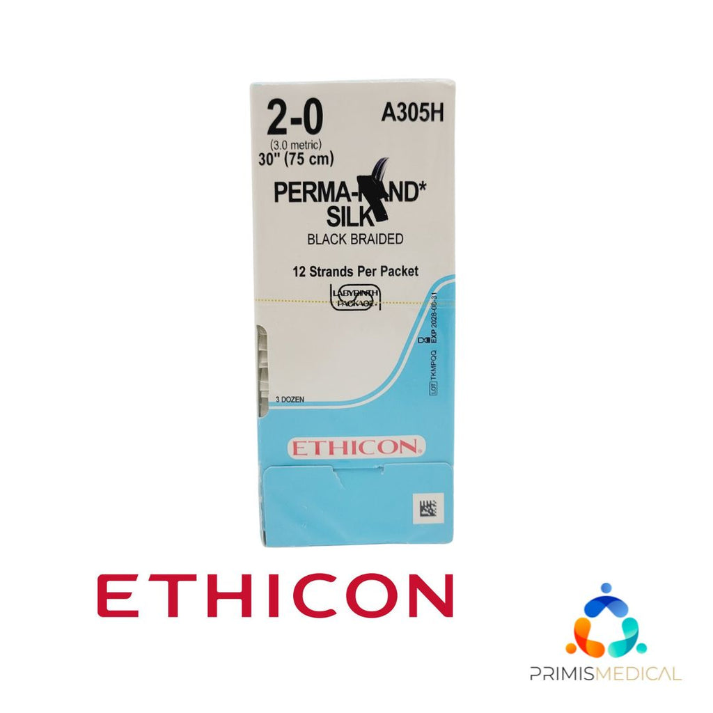 Ethicon A305H 2-0 PERMA HAND BLACK 12X30" TIE Box of 36