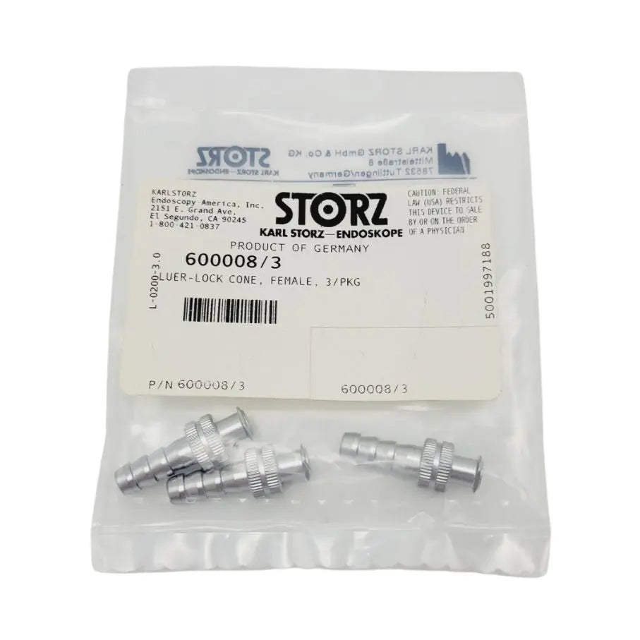 Storz 600008/3 Female Leur-Lock Cone 3-Pack 1" Karl Storz