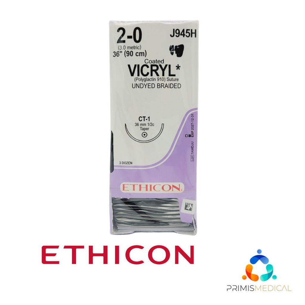 Ethicon J945H 2-0 COATED VICRYL UNDYED 1X36" CT-1 Box of 36