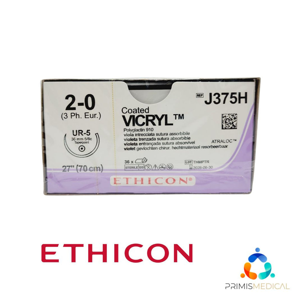 Ethicon J375H 2-0 COATED VICRYL VIOLET 1X27" UR-5 Box of 36