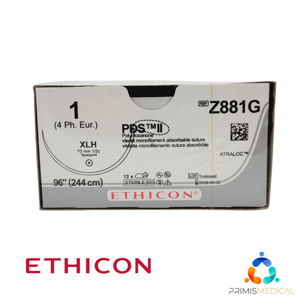 Ethicon Z881G 1 PDS II VIOLET 1X96" LOOPED 48" XLH, Box of 12