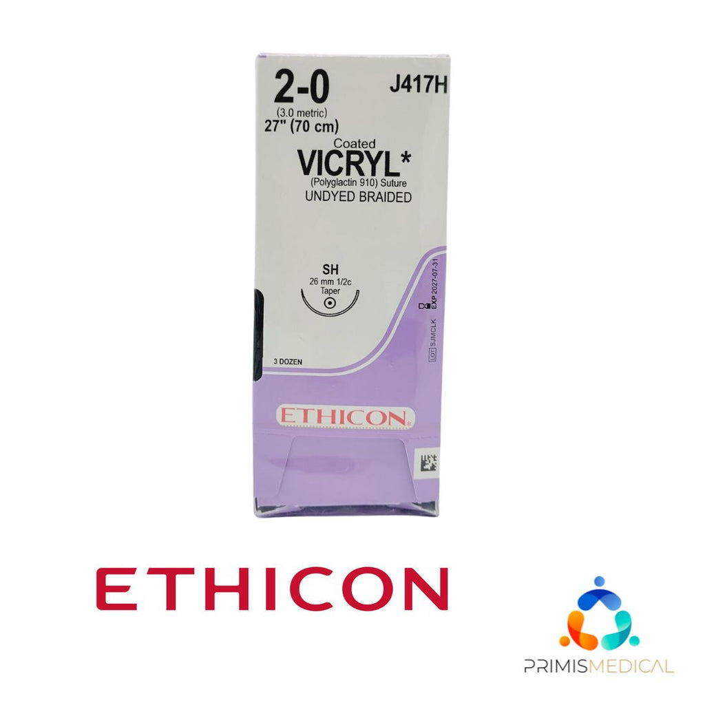 Ethicon J417H 2-0 COATED VICRYL UNDYED 1X27" SH Box of 36