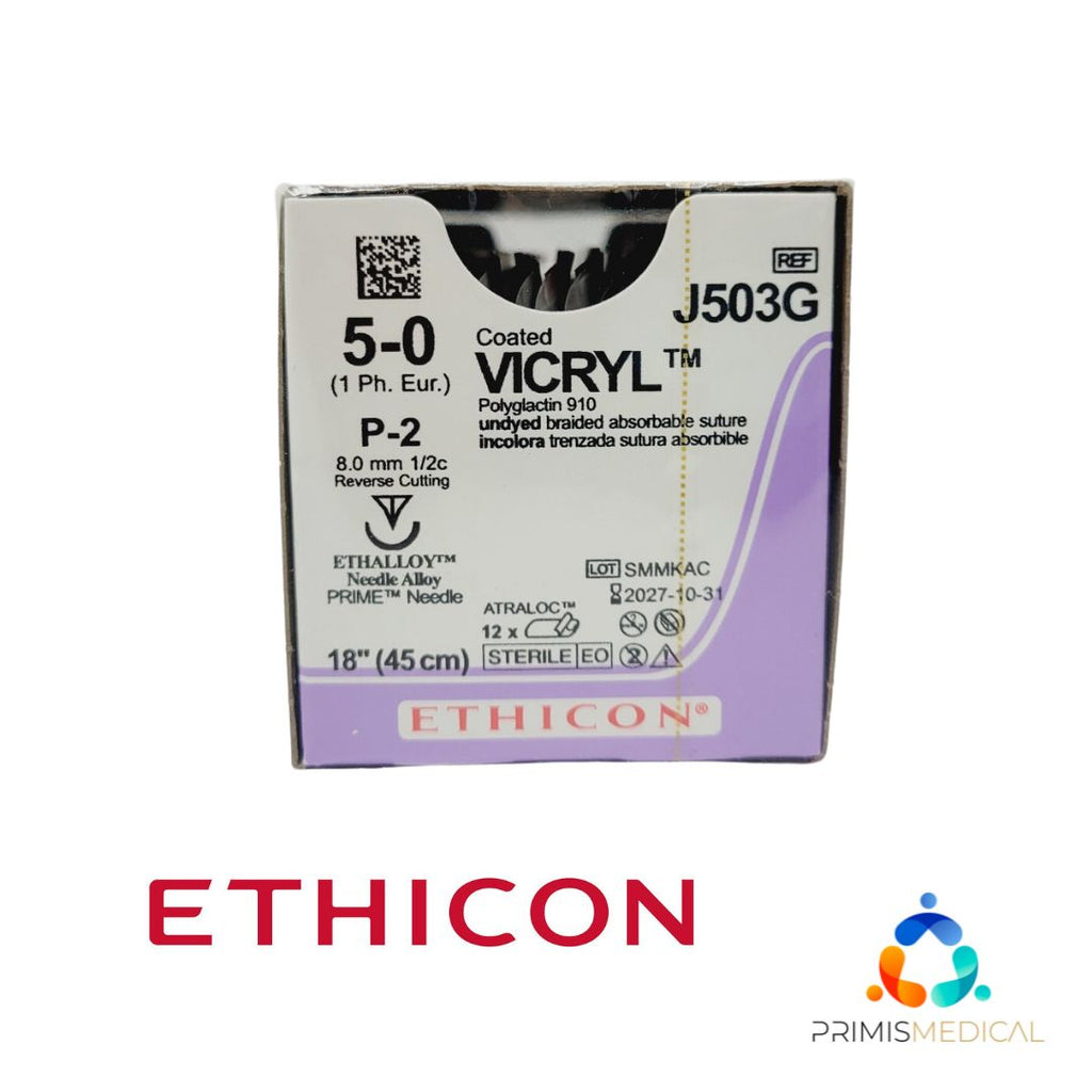 Ethicon J503G 5-0 COATED VICRYL UNDYED 1X18" P-2 Box of 12