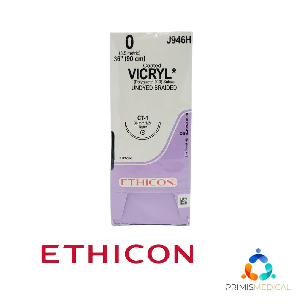 Ethicon J946H 0 COATED VICRYL UNDYED 1X36" CT-1 Box of 36