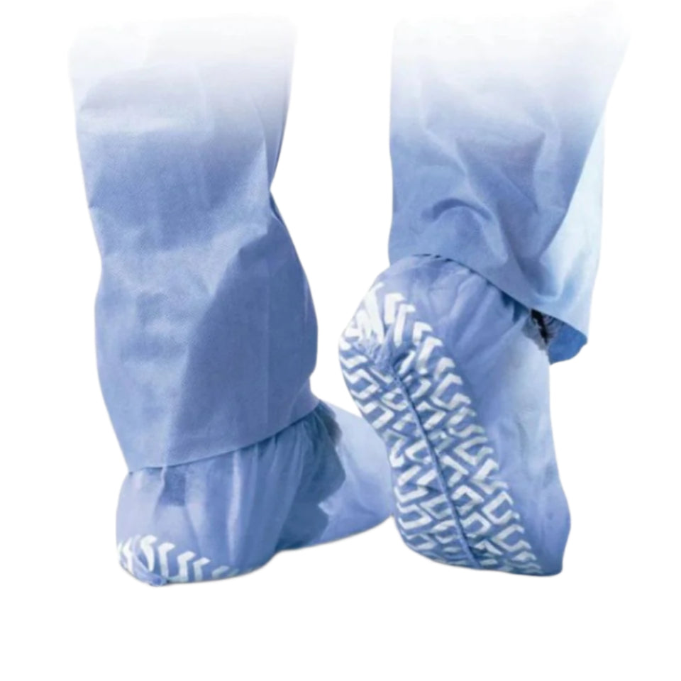 Medline CRI2004A Universal Size Multilayered Shoe Covers Non-Skid Blue 1000CS