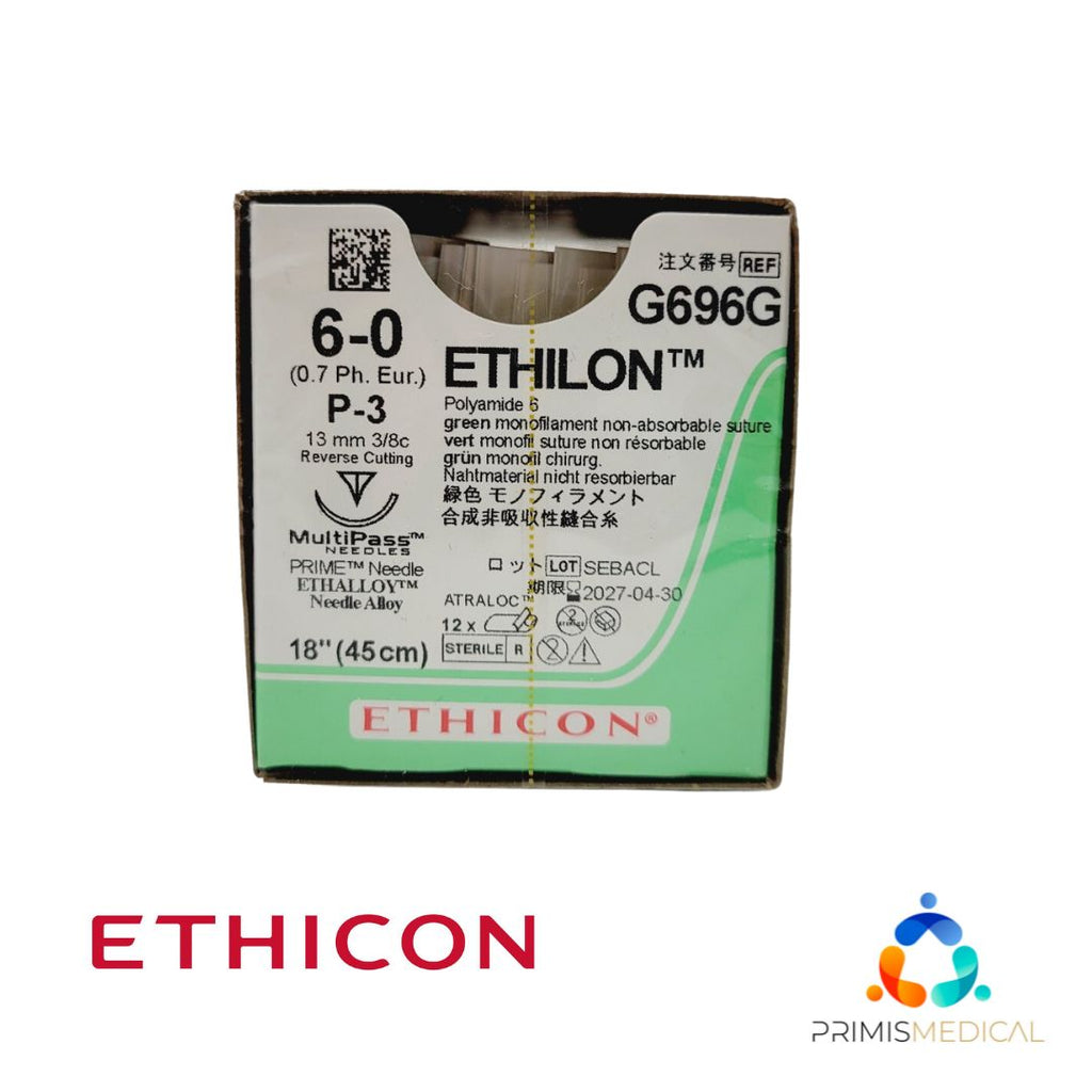 Ethicon G696G 6-0 ETHILON GREEN 1X18" P-3, Box of 12