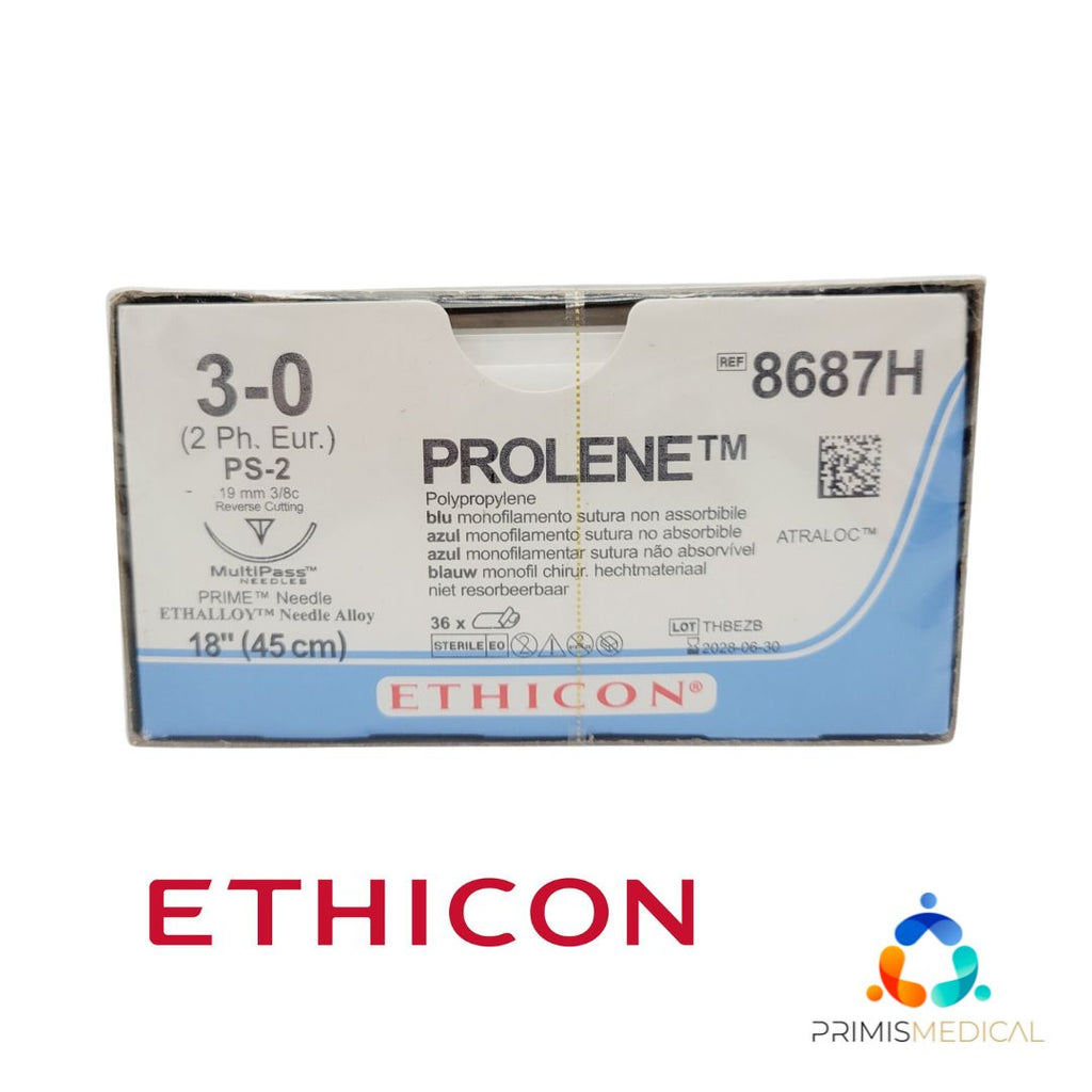 Ethicon 8687H 3-0 PROLENE BLUE 1X18" PS-2 MULTIPASS Box of 36