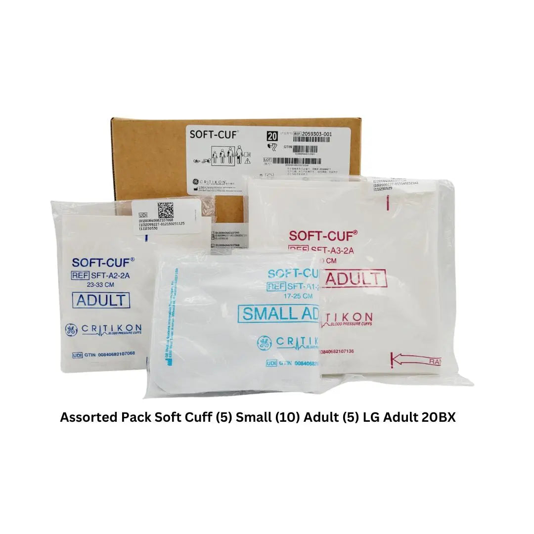 GE 2059303-001 Assorted Pack Soft Cuff (5) Small (10) Adult (5) LG Adult 20BX GE