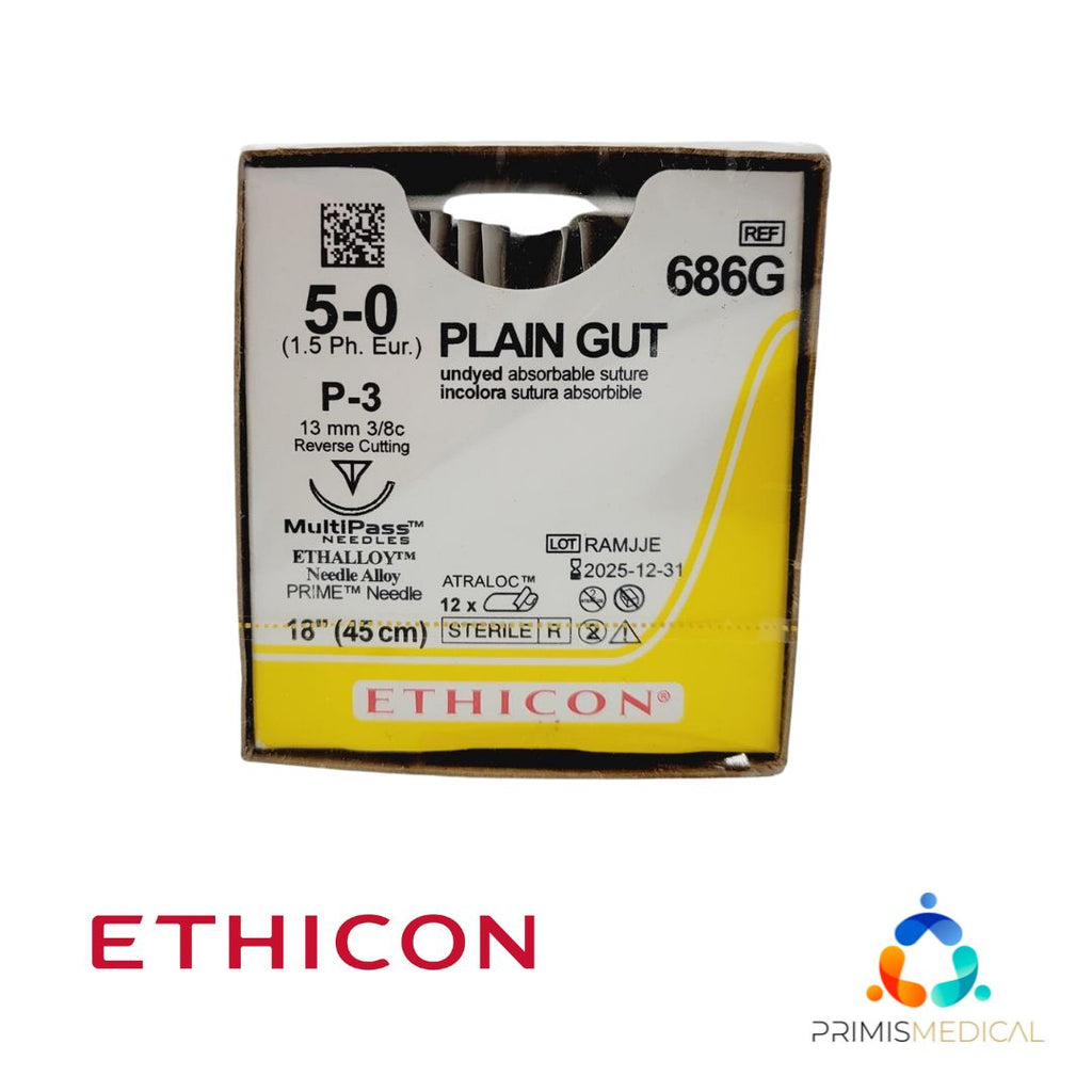 Ethicon 686G 5-0 PLAIN GUT 1X18" P-3, Box of 12