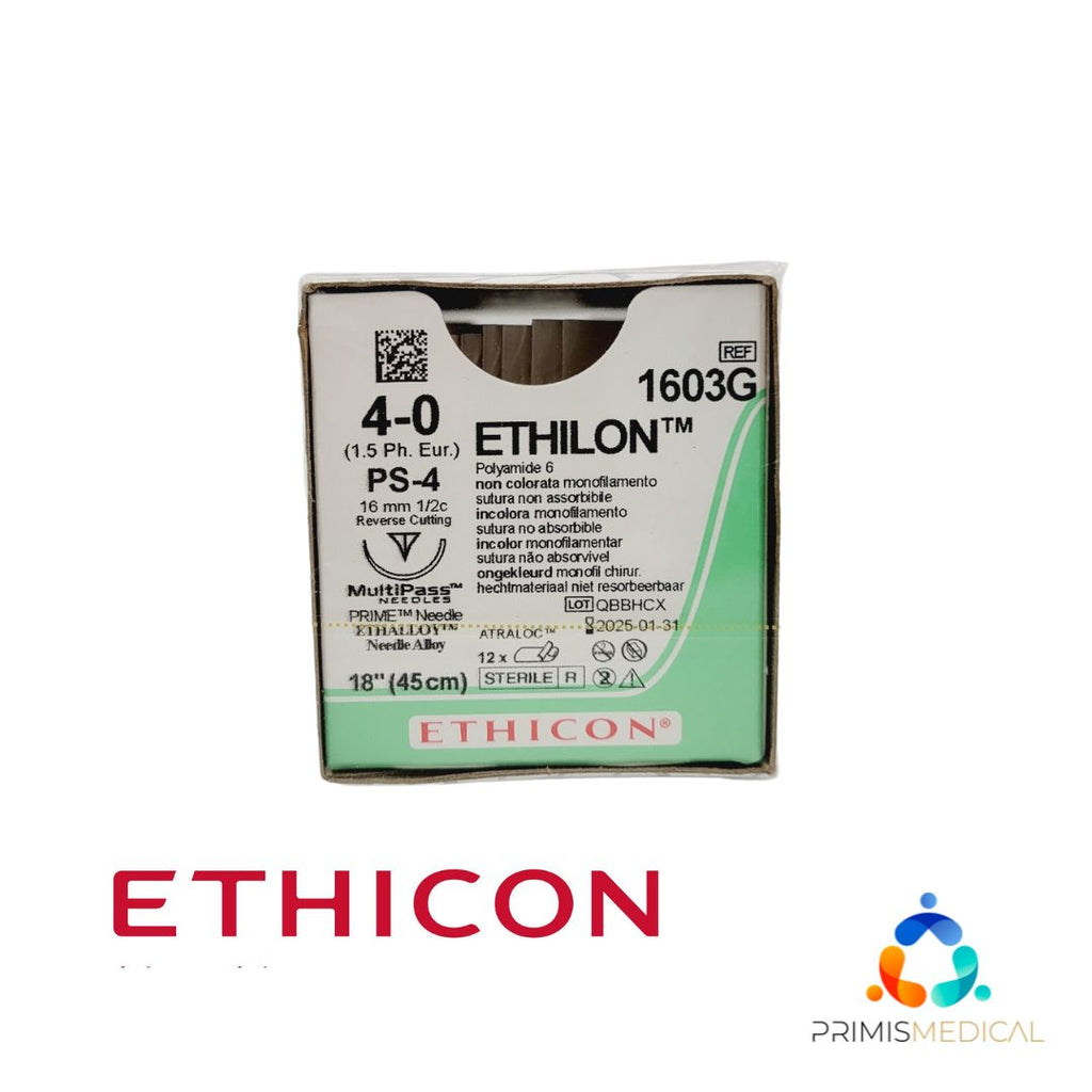 Ethicon 1603G 4-0 ETHILON UNDYED 1X18" PS-4 MULTIPASS Box of 12 "EXPIRED"