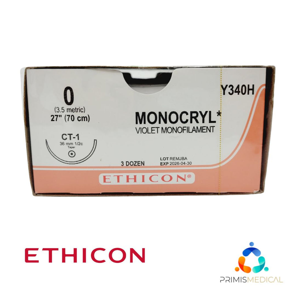 Ethicon Y340H 0 MONOCRYL VIOLET 1X27" CT-1, Box of 36