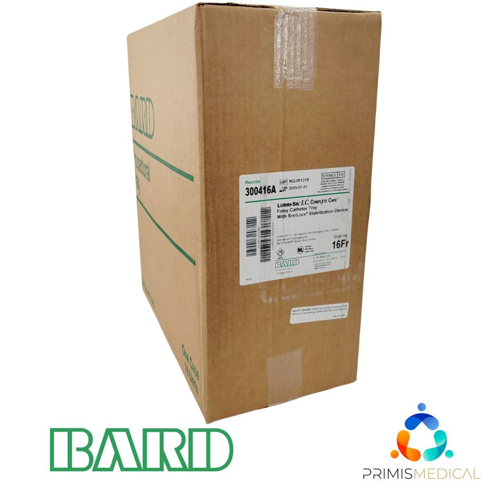 Bard 300416A Lubri-Sil I.C. Complete Care 16Fr. Foley Catheter Tray Case of 10