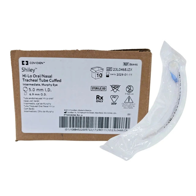 Covidien 86446 Shiley Hi-Lo Oral/Nasal Tracheal Tube Cuffed 5mm I.D. Box of 10 Covidien