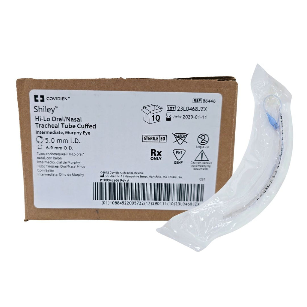 Covidien 86446 Shiley Hi-Lo Oral/Nasal Tracheal Tube Cuffed 5mm I.D. Box of 10