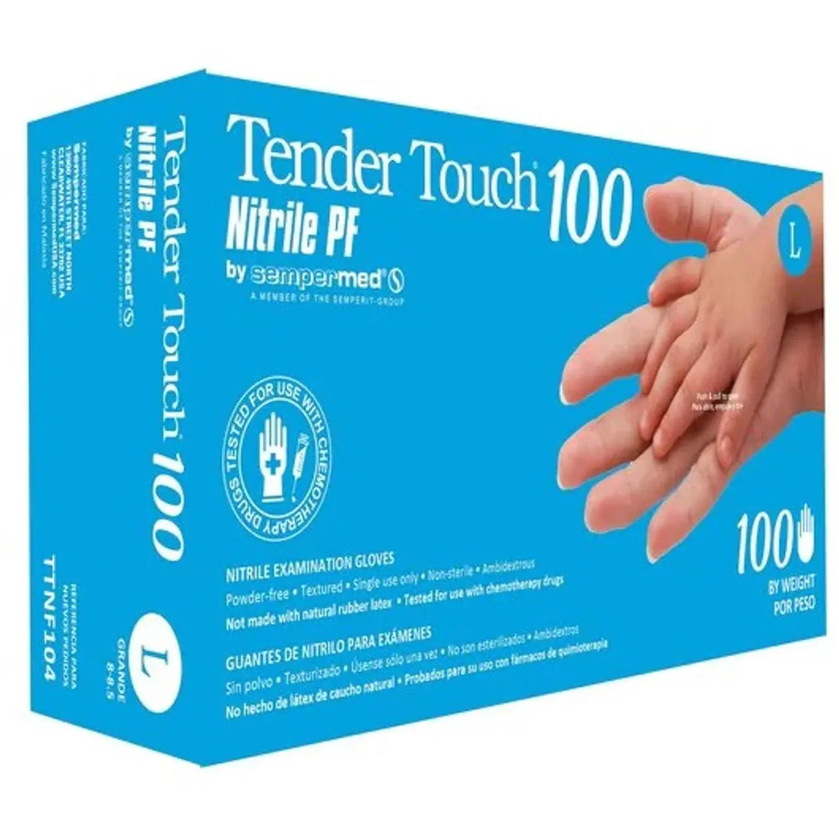 Sempermed Sempercare Tender Touch TTNF104 Nitrile Exam Gloves, Powder Free 100/bx Sempermed