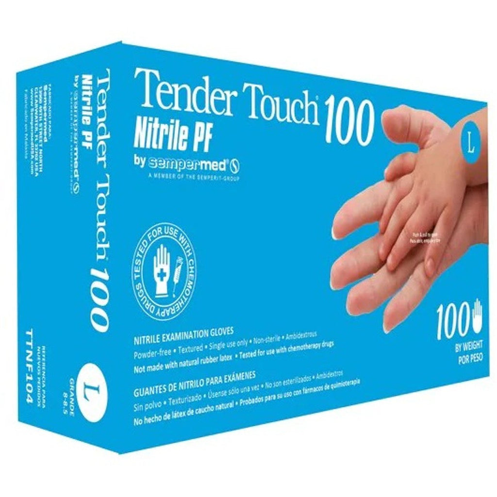 Sempermed Sempercare Tender Touch TTNF104 Nitrile Exam Gloves, Powder Free 100/bx (Multiple Sizes Available)