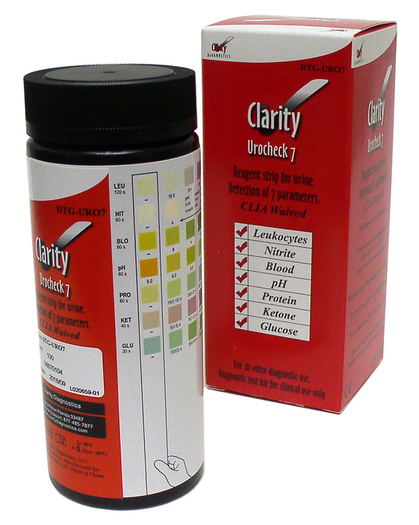 Clarity DTG-URO7 7 Parameter Urine Test Strips 100/bx