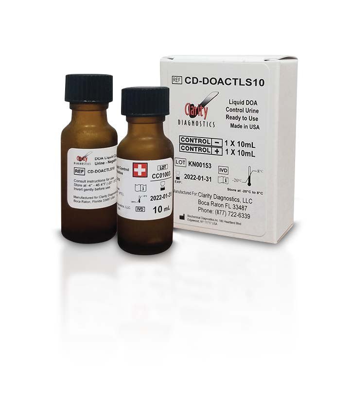Clarity CD-DOACTLS10 Drug Test Controls, (1) Negative Vial, (1) Positive Vial 1/SET