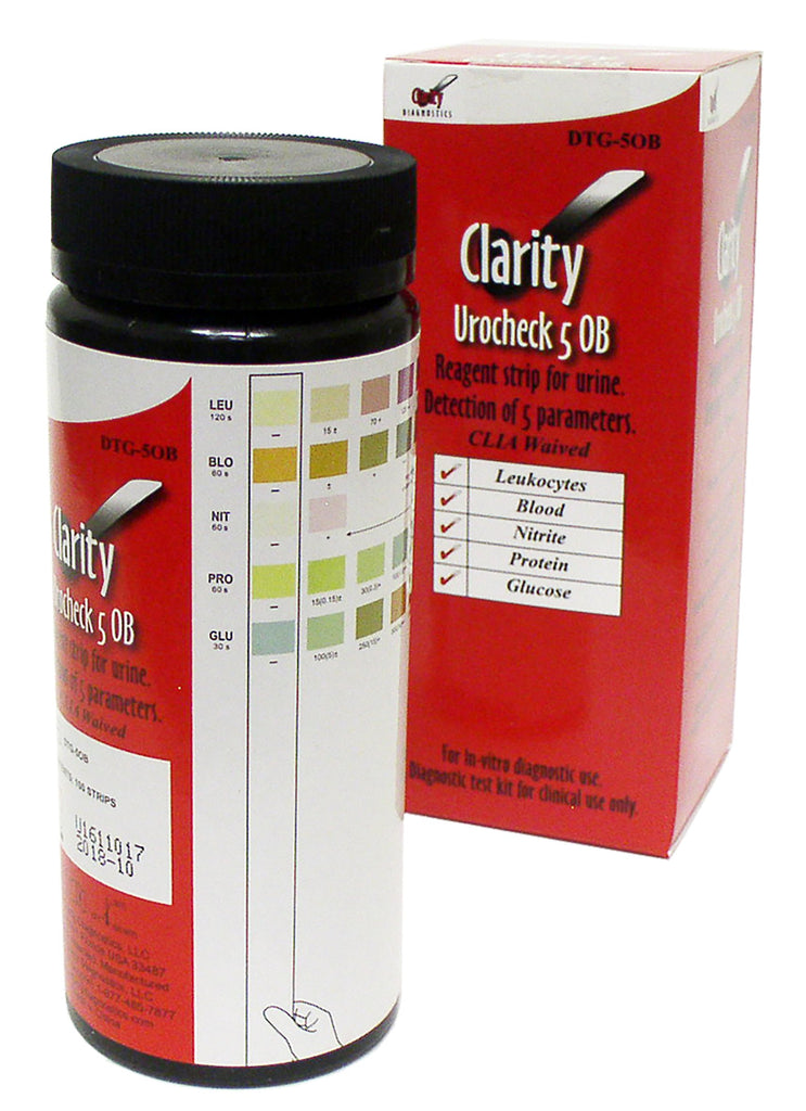 Clarity DTG-5OB 5 Parameter Urine Test Strips 100/bx