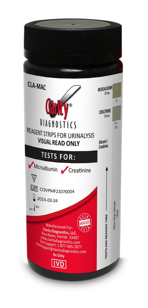 Clarity CLA-MACVisual Read only, Micro-Albumin Creatinine Strips 25/bx