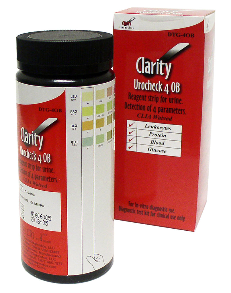 Clarity DTG-4OB 4 Parameter Urine Test Strips 100/bx