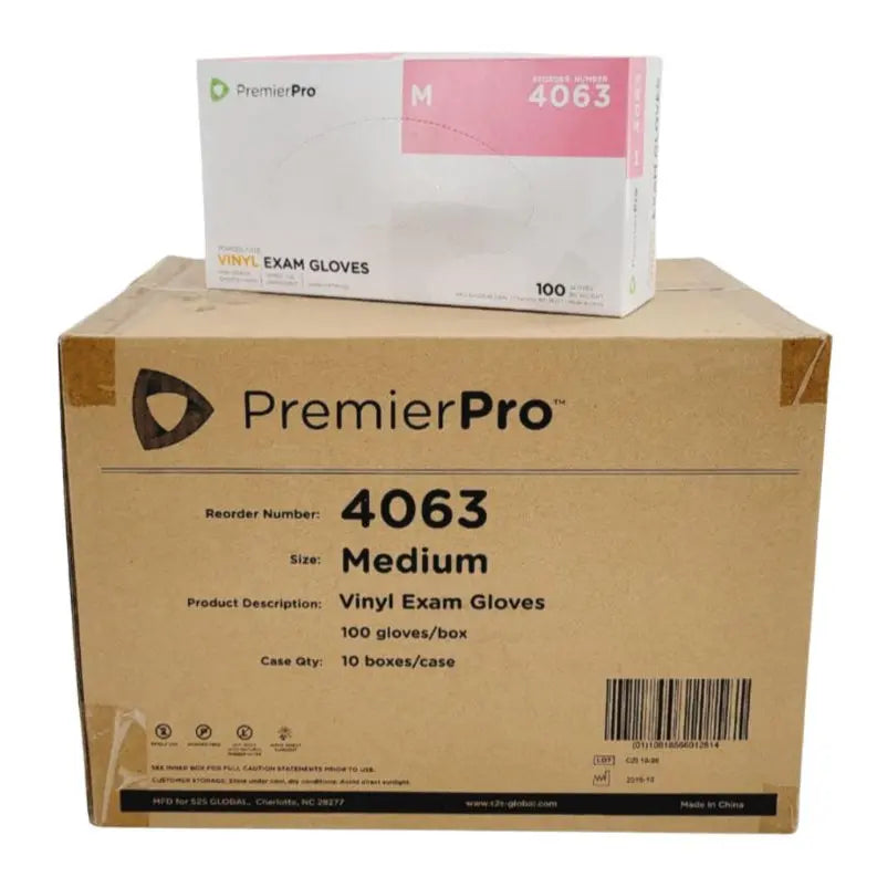 PremierPro Platinum Stretch Vinyl Exam Gloves 4063 Medium 1000/CS PremierPro