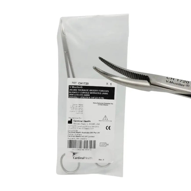 V. Mueller CH1720 Julian Thoracic Artery Forceps Slightly Curved Serrated V. Mueller