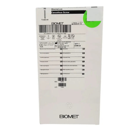 Biomet 908860 Ti-6AI-4V WasherLoc Cancellous Screw 6mm x 60mm Biomet