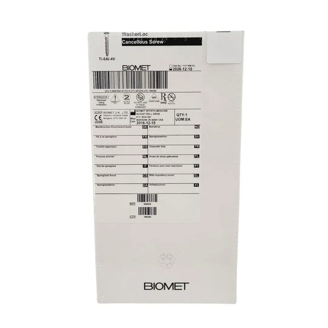 Biomet 908826 Ti-6AI-4V WasherLoc Cancellous Screw 6mm x 26mm Biomet