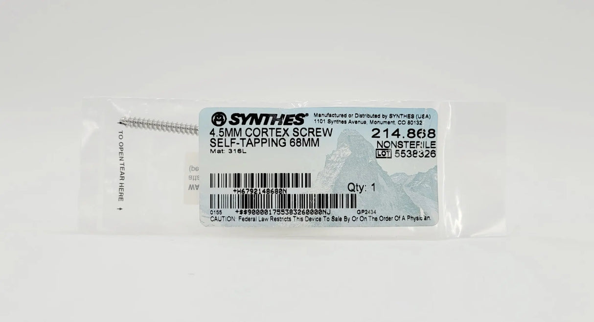 Synthes 214.868 4.5mm Cortex Screw Self-Tapping 68mm Synthes