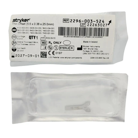 Stryker 2296-003-524 Thin Offset Sagittal Saw Blade 5.5 x 0.38 x 25.0mm Stryker