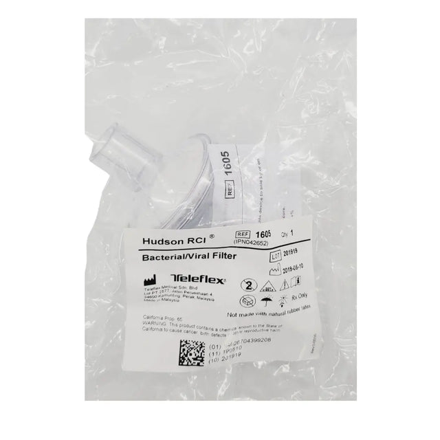 Teleflex 1605 Hudson RCI Bacterial Viral Filter 22 mm ID x 15 mm ID/22mm BX/50 Teleflex