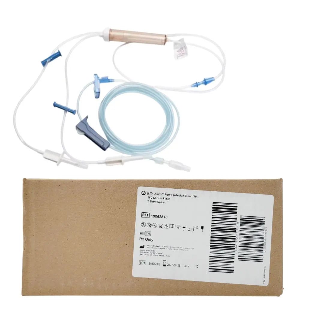 BD 10062818 Alaris Pump Infusion Blood Set 180 Micron 2 Blunt Spikes 10/Box BD