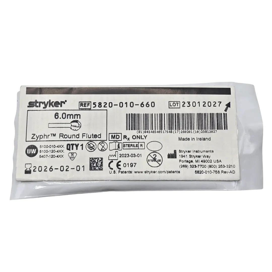 Stryker 5820-010-660 Zyphr Round Fluted 6.0mm Exp 2026-02-01 NEW Stryker
