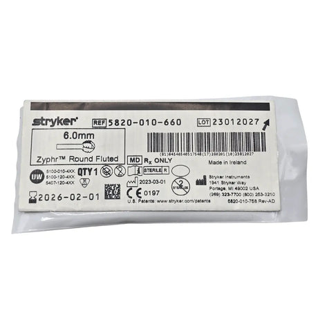 Stryker 5820-010-660 Zyphr Round Fluted 6.0mm Exp 2026-02-01 NEW Stryker