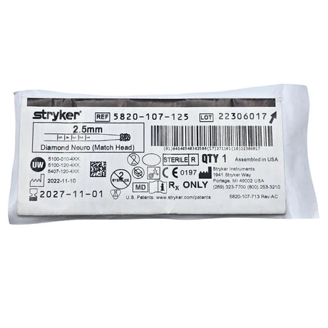 Stryker 5820-107-125 Diamond Neuro Match Head 2.5mm Exp: 2027-11-01 NEW Stryker