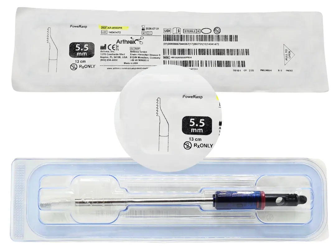 Arthrex AR-8550PR PoweRasp sterile shaver blade designed 5.5mm x 13cm Primis Medical