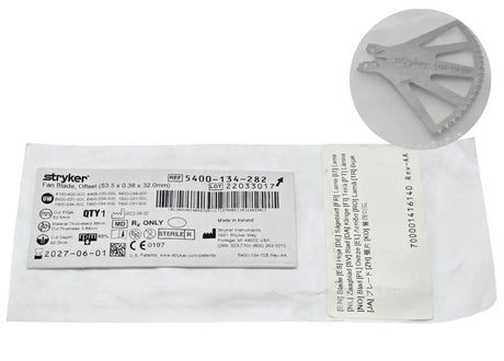 Stryker Fan Blade 5400-134-282  Offset 53.5 x 0.38 x 32.0mm Exp 2027-06-01 NEW Stryker