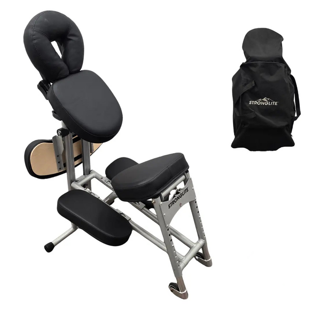 Stronglite Portable Massage Chair Foldable Black w/ Carry Case Primis Medical