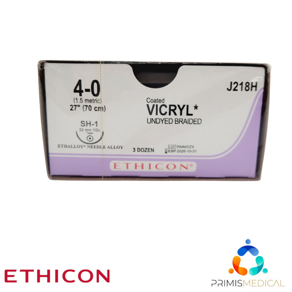 Ethicon J218H 4-0 Coated Vicryl Undyed 1 x 27" SH-1 36 Box EXP 11-30-2026