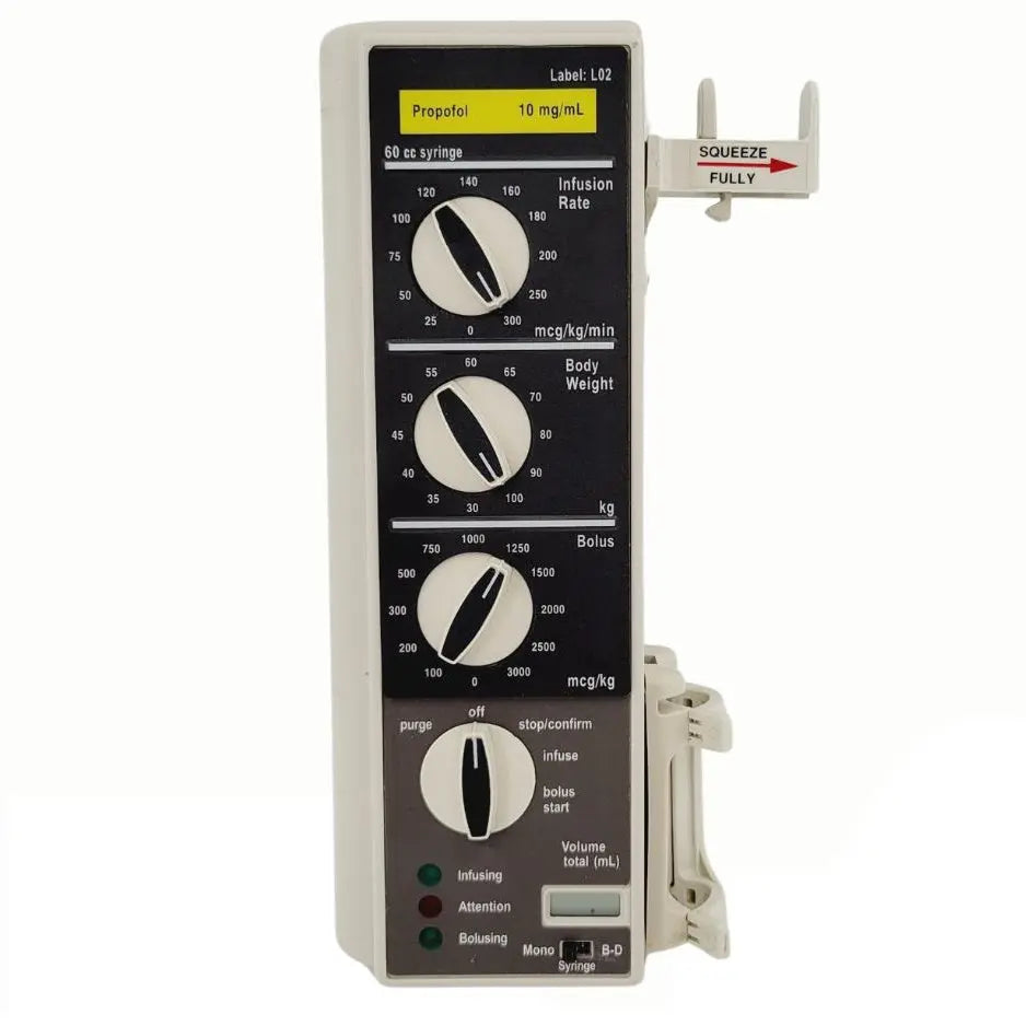 Baxter Infus OR Pump with Pole Clamp and Propofol Label Certified Baxter