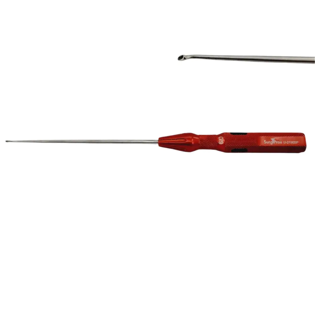 Surgpro U-2190SP Chroma-Line Micro Spinal Curette Angled Size 6/0 Red 9-1/4" Surgpro