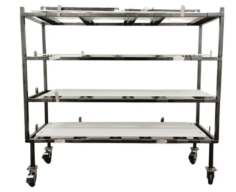 4 Tier 1174-X Multi-Directional Loading Mortuary Roller Rack w/ Transfer Boards Unbranded