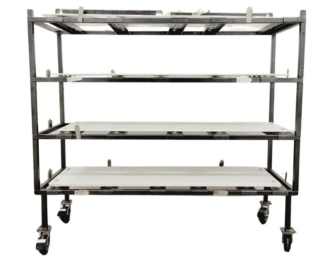 4 Tier 1174-X Multi-Directional Loading Mortuary Roller Rack w/ Transfer Boards Unbranded