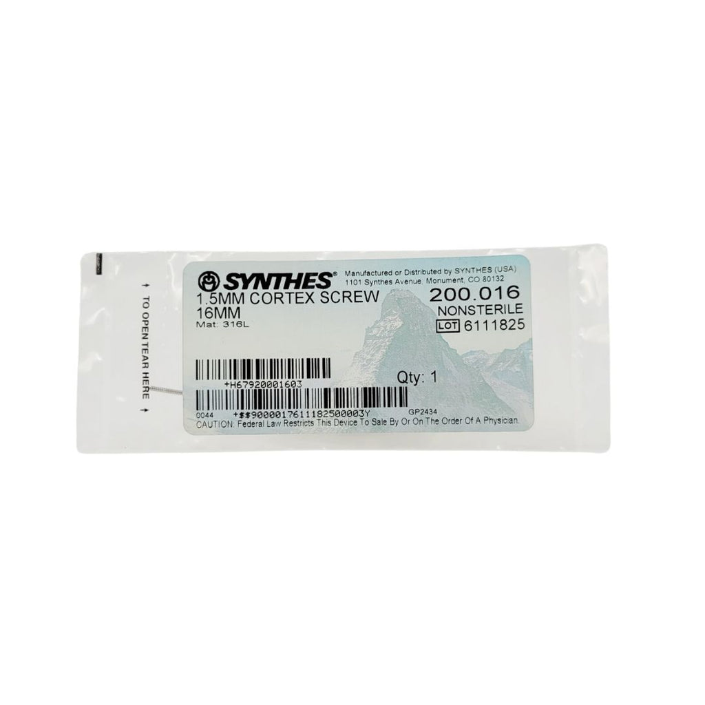 Synthes 200.016 1.5mm Cortex Screw 16mm