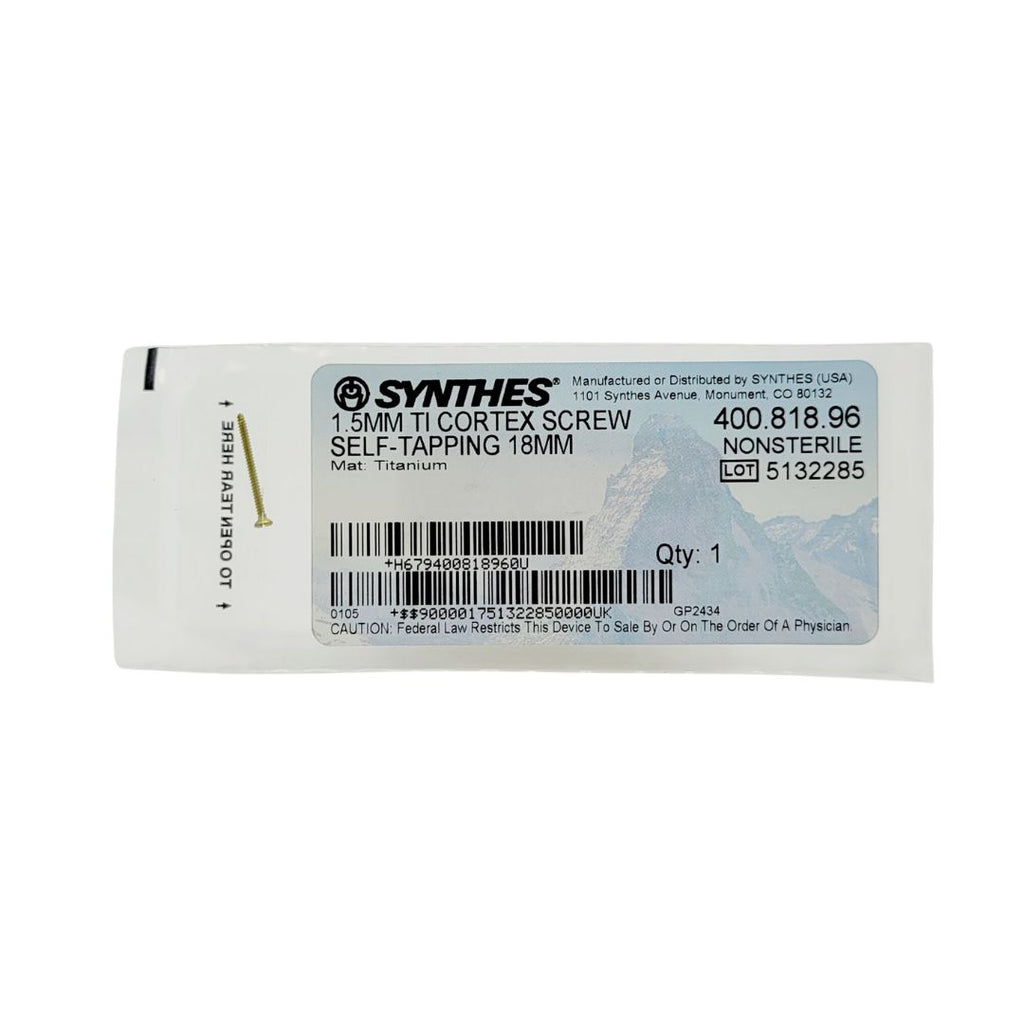 Synthes 400.818.96 1.5mm TI Cortex Screw Self-Tapping 18mm