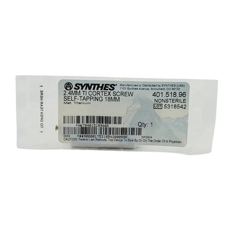 Synthes 401.518.96 2.4mm TI Cortex Screw Self-Tapping 18mm Synthes
