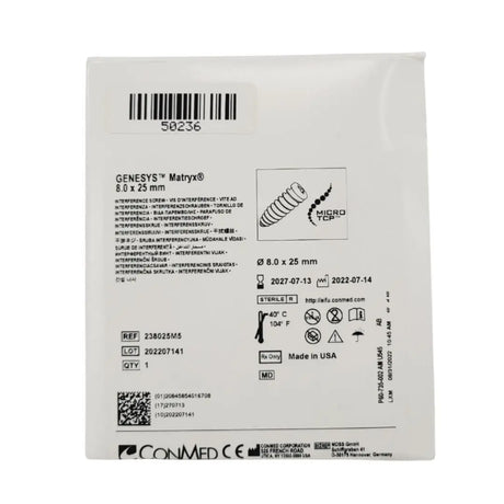 ConMed 238025M5 Genesys Matryx Interference Screw 8 X 25mm ConMed