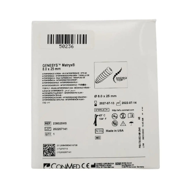 ConMed 238025M5 Genesys Matryx Interference Screw 8 X 25mm ConMed