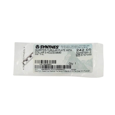 Synthes 242.05 Quarter Tubular Plate w/ Collar 5 Holes 39mm Synthes